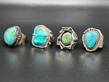 Four Southwestern Turquoise Rings