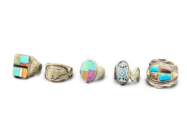 Five Southwestern-style Rings