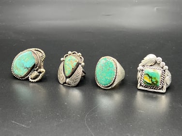 Four Southwestern Turquoise Rings