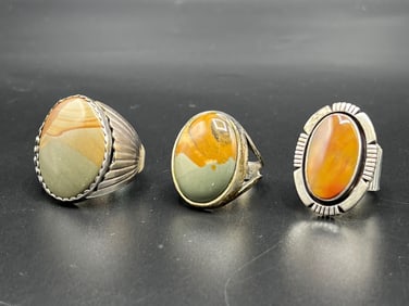 Three Southwestern Agate Rings