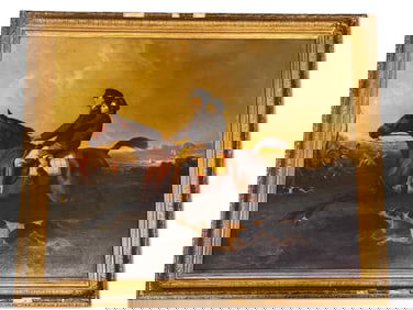 Alfred De Dreux. Oil/Canvas: The Hunt