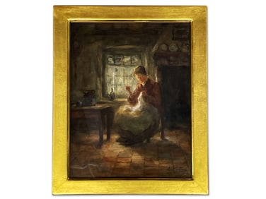 Evert Pieters. Watercolor/Paper: Sewing