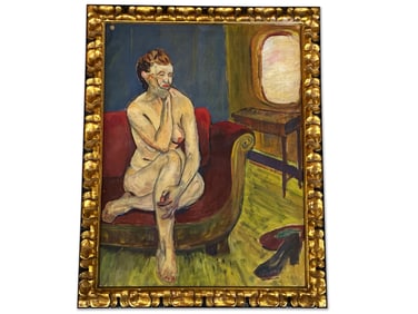 Oil Pastel/Paper. Seated Nude Figure