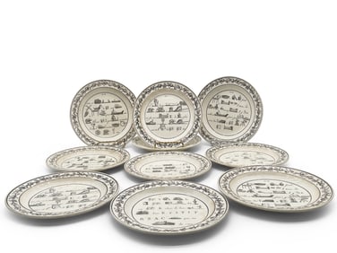 Ten Montereau French Creamware Puzzle Plates