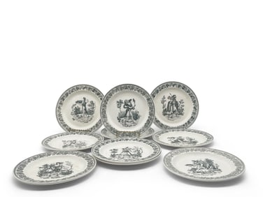 Ten Creil Neoclassical Zodiac Creamware Plates