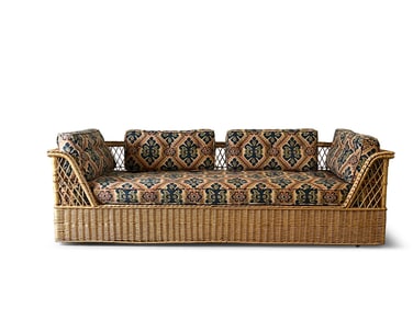 McGuire Wicker and Rattan Sofa and Table