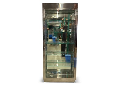 Modernist Chrome and Glass Curio Cabinet