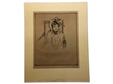 Mary Cassatt. Drypoint: Margot Wearing a Large Bonnett