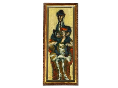 Harry Sefarbi. Oil/Board: Seated Couple