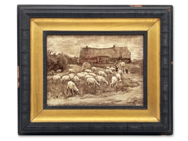 Rozenburg. Pottery Tile: Pastoral Scene