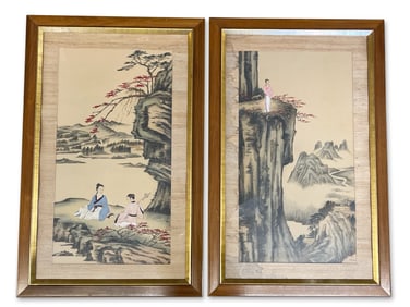 Two Diana Kan Watercolors/Paper: Genre Scenes