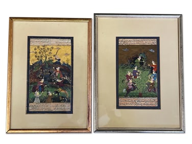 Two Persian Illuminated Manuscript Paintings