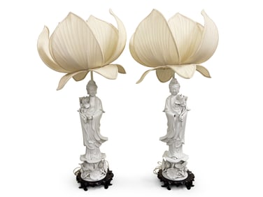 Two Blanc de Chine Guan Yin Lamps