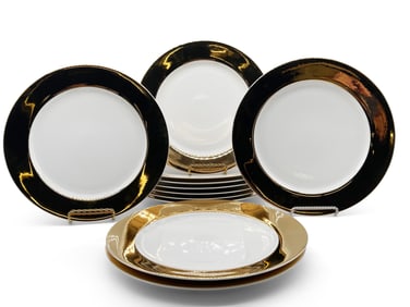 11 Zrike Porcelain Gold-Rimmed Chargers