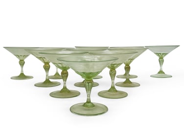 11 Green Venetian Martini Glasses