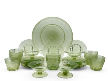 39 Pcs of Green Venetian Glass