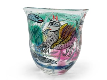 Ulrica Hydmen Valien Painted Art Glass Vase