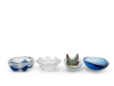 Four Art Glass Ashtrays