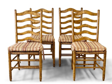Four Country French-style Ladderback Chairs