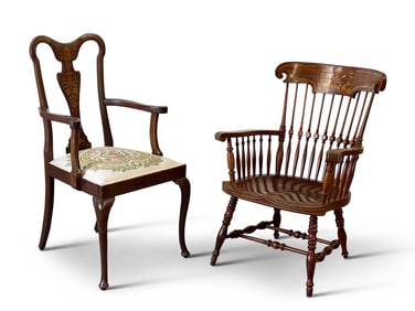 Two Marquetry Inlaid Chairs