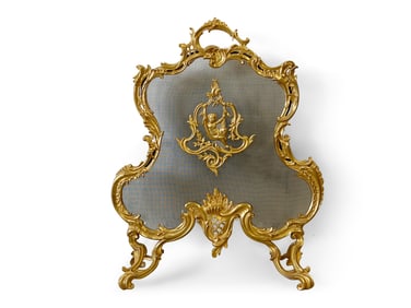 French Bronze Cherubic Fireplace Screen