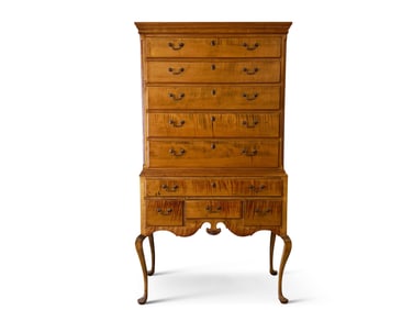 Queen Anne Wavy Birch Highboy