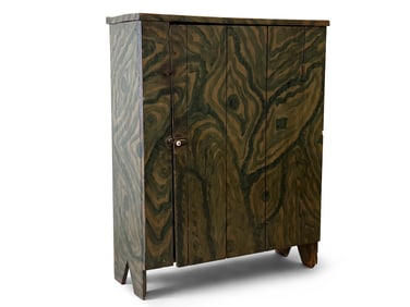 Grain Paint-Decorated Single-Door Cabinet