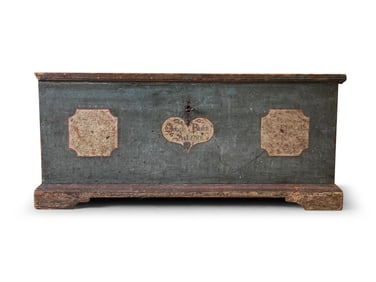 Lebanon or York Country Painted Pine Dower Chest