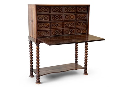 Flemish Baroque Bone-Inlaid Rosewood Vargueno Cabinet