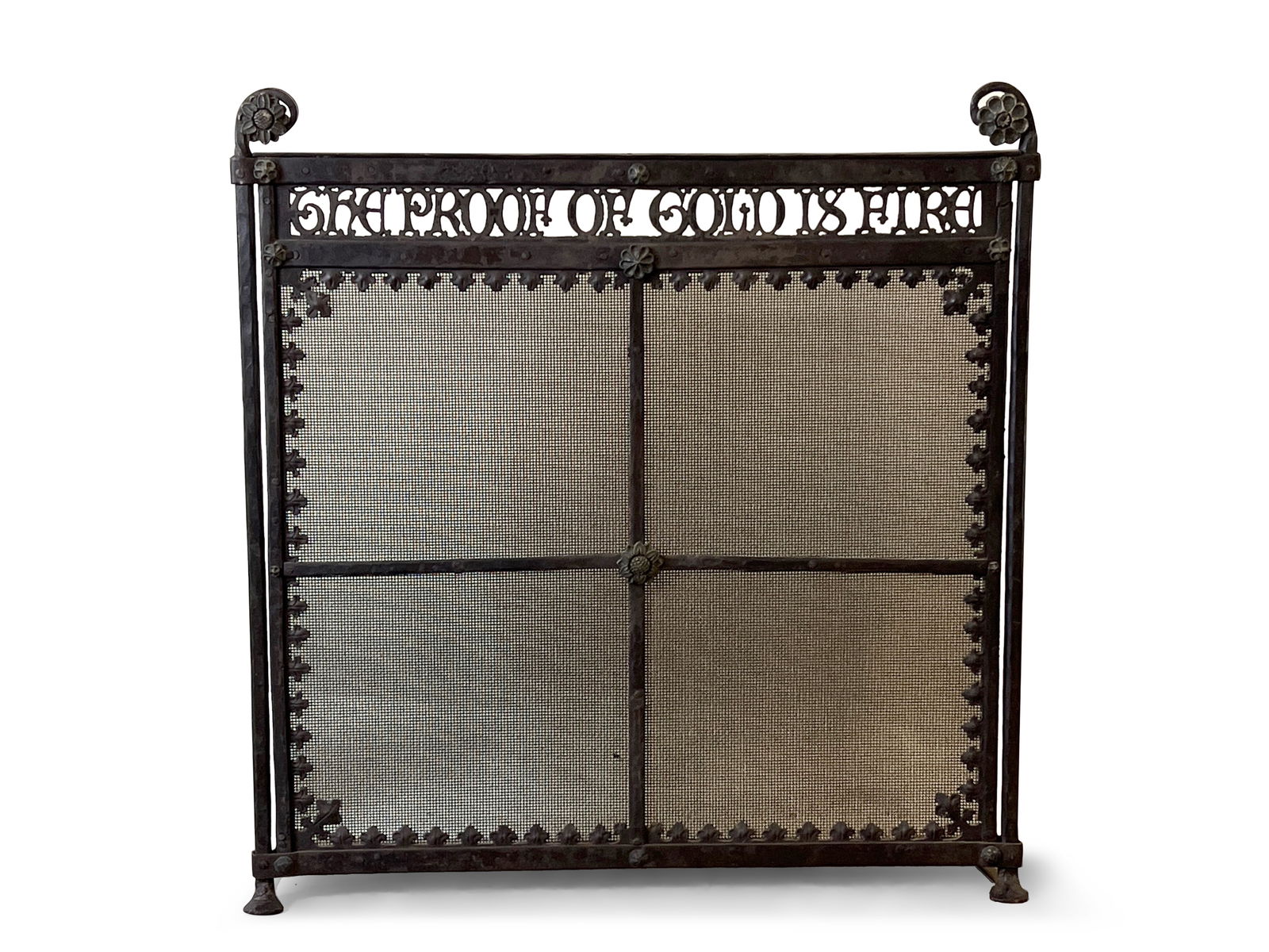 Arts and Crafts Wrought Iron Fireplace Screen (1 of 7)