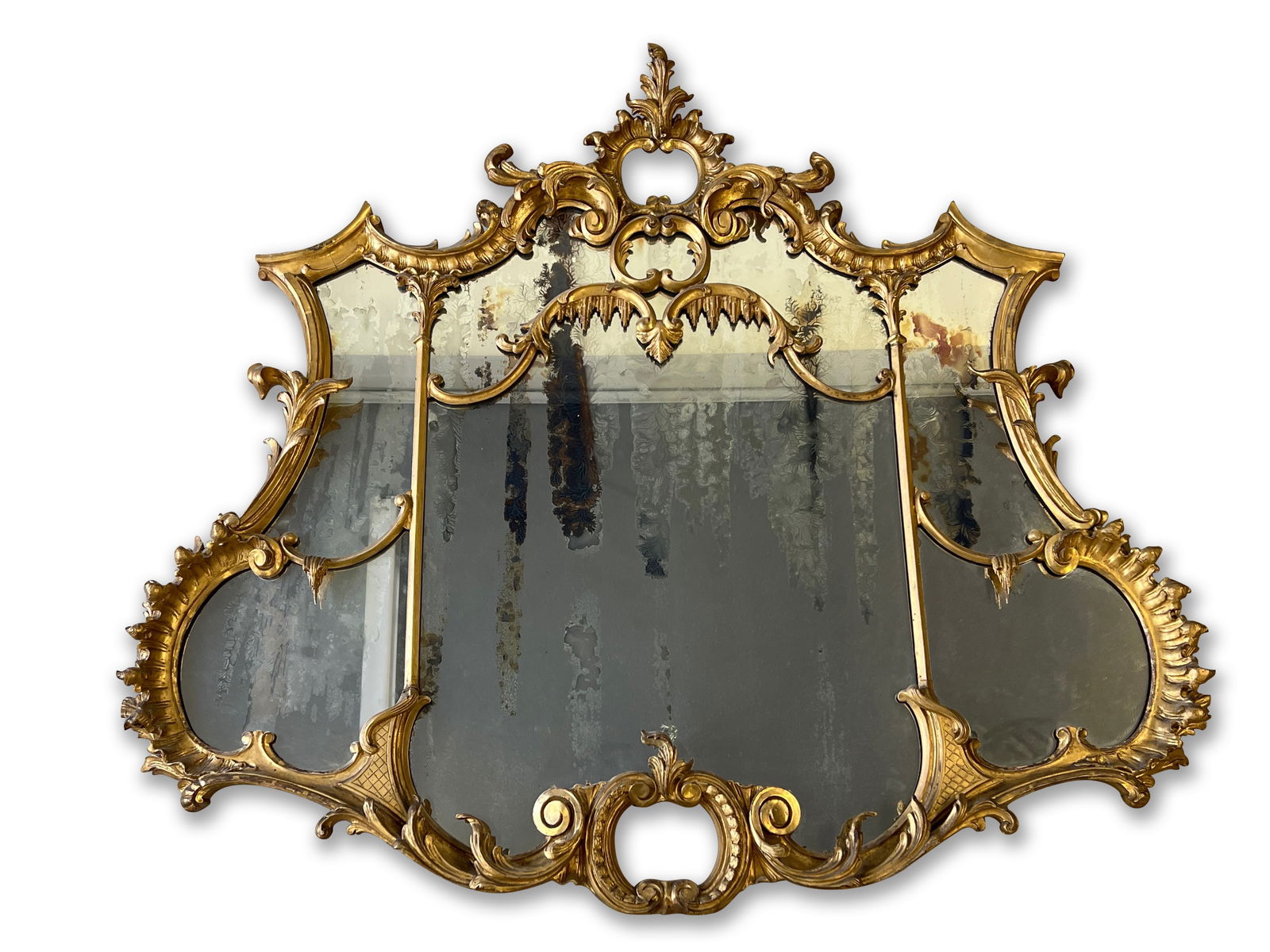 Chinese Chippendale-style Giltwood Wall Mirror (1 of 11)
