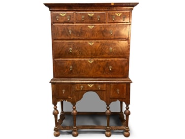 New England William & Mary Walnut Highboy