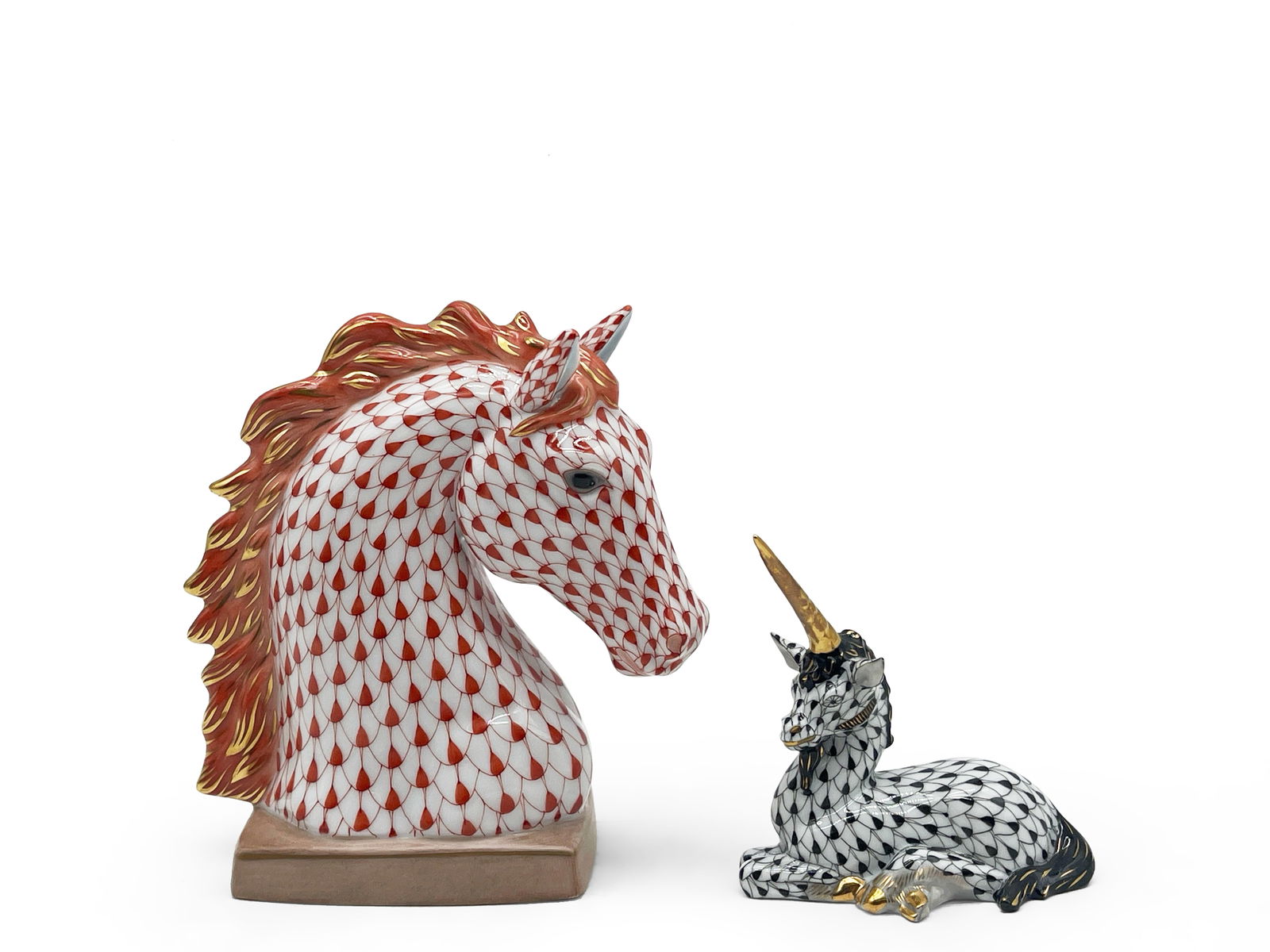 Herend Fishnet Unicorn and Horse (1 of 7)