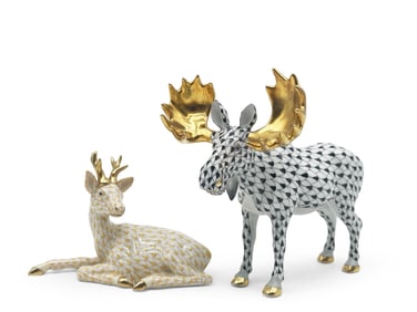 Herend Fishnet Moose and Deer
