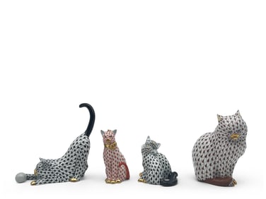 Four Herend Fishnet Cats