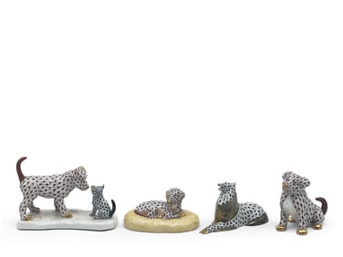 Four Herend Fishnet Dogs