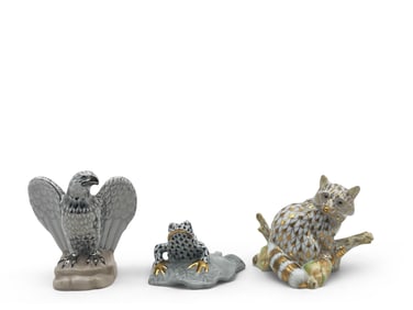 Three Herend Fishnet Animals