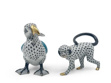 Herend Fishnet Puffin and Monkey