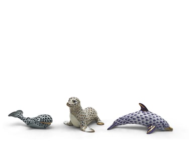 Three Herend Fishnet Animals