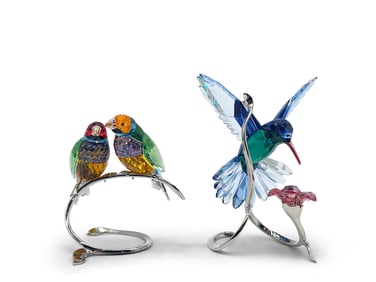 Swarovski Crystal Finches and Hummingbird