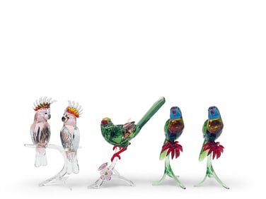 Four Swarovski Crystal Birds