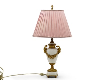 Louis XVI-style White Marble Urn Table Lamp
