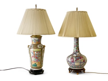 Two Chinese Export Porcelain Table Lamps