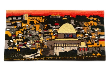 Emanuel Kipnis Hooked Rug: Jerusalem