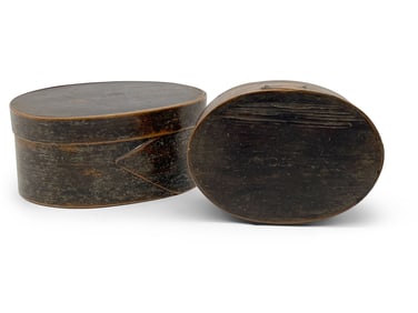 Two Painted Hingham Oval Pantry Boxes