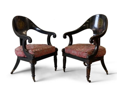 Pair of Regency Ebonized Spoon-Back Chairs