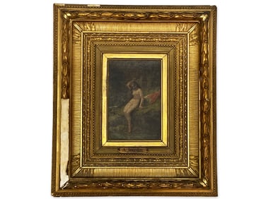 Adolphe Jourdan. Oil/Canvas: Nude