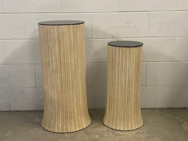 Two Bamboo Column-Form Pillar Pedestals