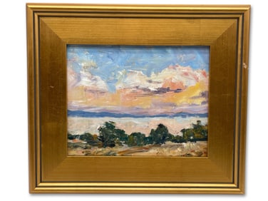 Gilt-Framed Oil/Board: Landscape
