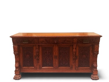 Victorian Carved Oak Sideboard